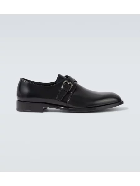 Usnjene čevlji monk straps Prada črna