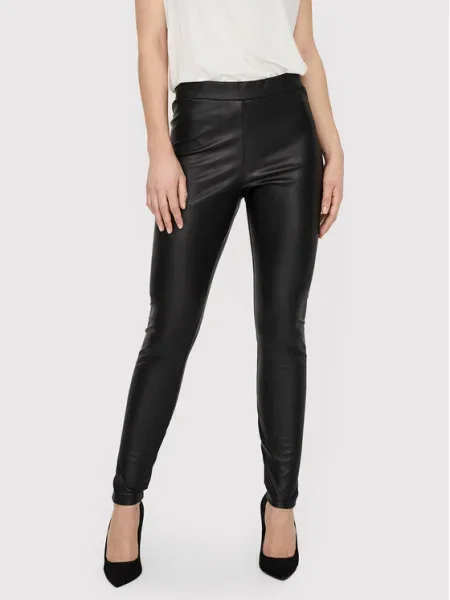 Vero Moda Pantaloni din imitație de piele Skinny Fit negru