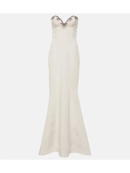 Jedwabna maksi sukienka maxi Miss Sohee garniturowa biała