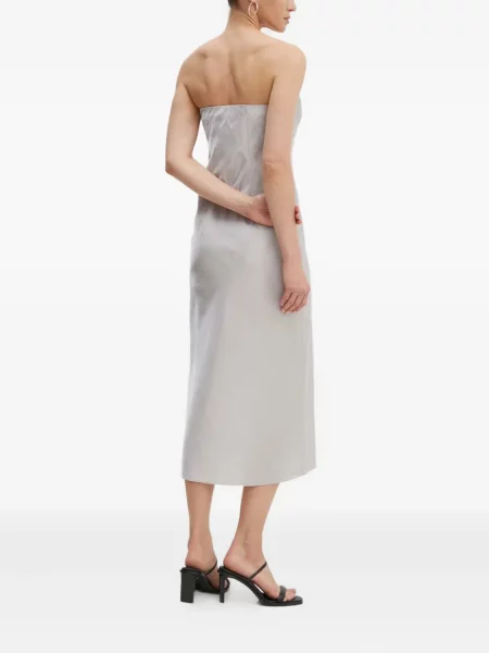 Rochie midi Samsøe Samsøe până la genunchi de costum argintiu