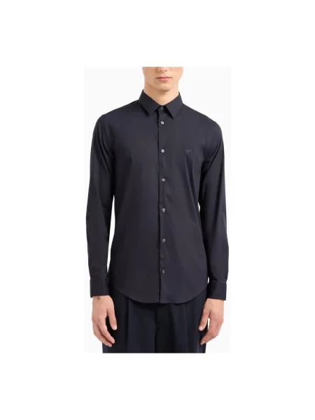 Koszula Emporio Armani ze stretchu niebieska