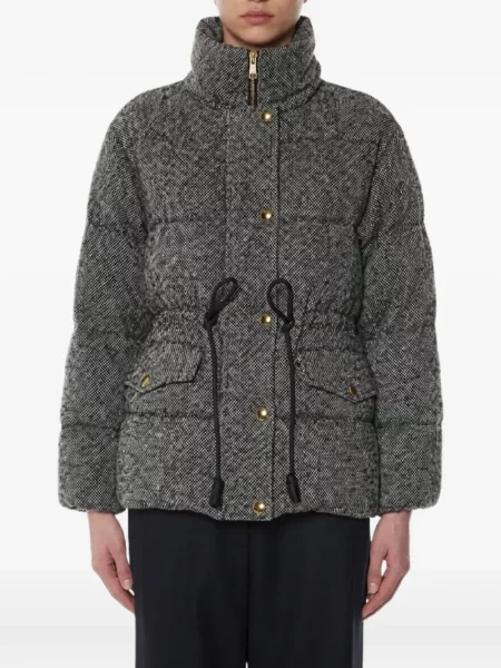 Geacă Moncler din tweed gri