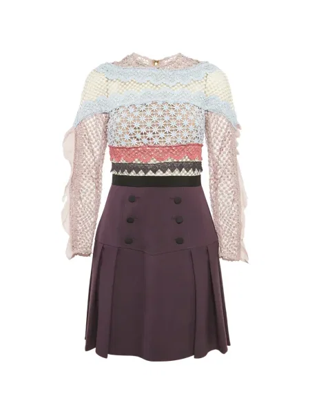 Rochie mini Self-portrait din dantelă de costum violet