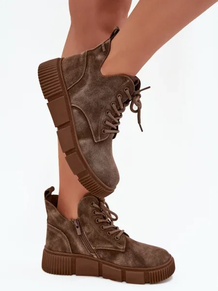 Semišové kotníkové boty Big Star Shoes na platformě hnědé