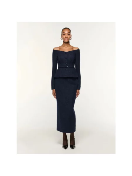 Spódnica Roland Mouret wełniana niebieska