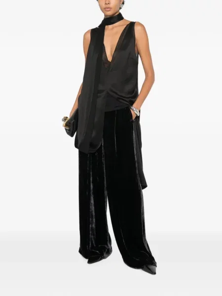 Pantaloni palazzo Peserico de catifea negru