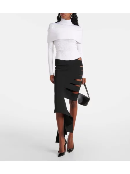 Top Mugler tricotate alb