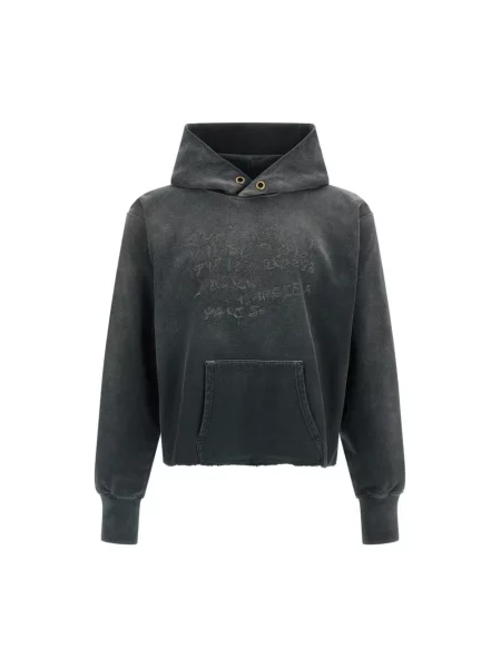 Bluza z kapturem Maison Margiela z przetarciami z kapturem czarna