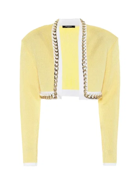 Geacă Balmain tricotate galben