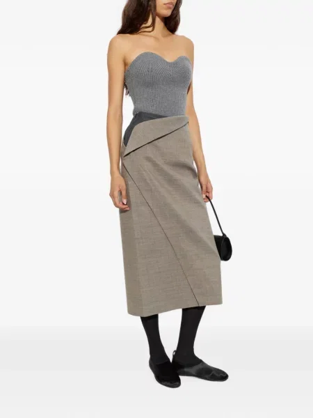 Fustă Jil Sander în carouri plic