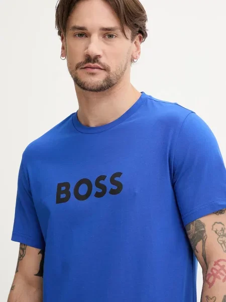BOSS t-shirt plażowy wzorzysty niebieski