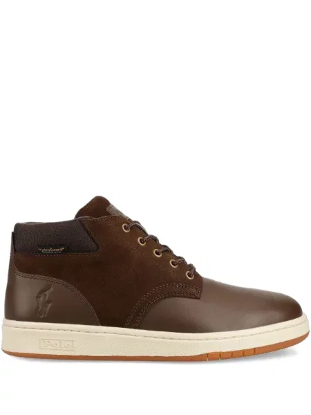 Botine Polo Ralph Lauren din piele cu autograf gri