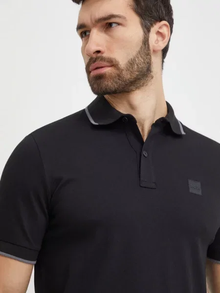 Scurt tricou polo Boss cu mâneci scurte negru
