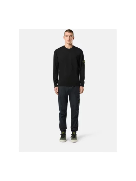 Sweter Stone Island wełniany z okrągłym dekoltem z kamieniami czarny