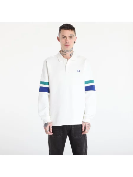 Суитшърт FRED PERRY Tipped Sleeve Collared Sweat Snow White L бяло