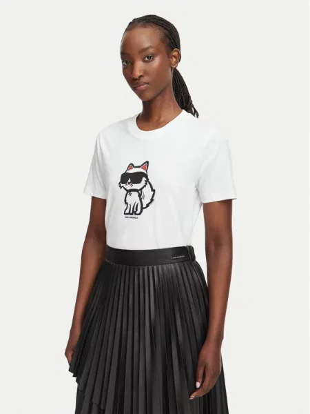 KARL LAGERFELD T-Shirt Ikon Sketch Choupette biały
