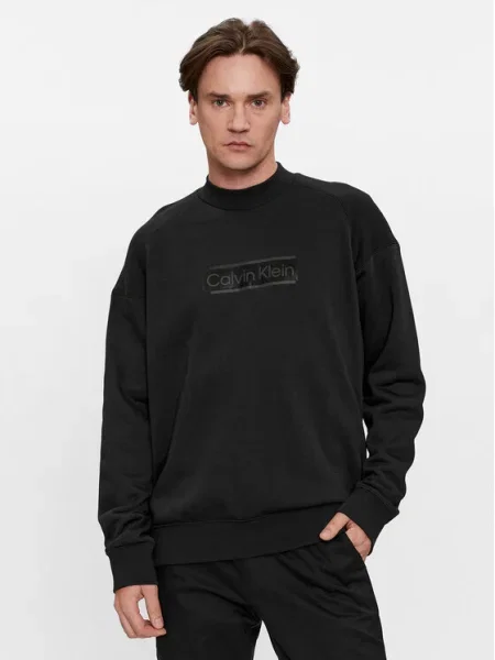 Calvin Klein Суитшърт Festive Logo Comfort Fit черен