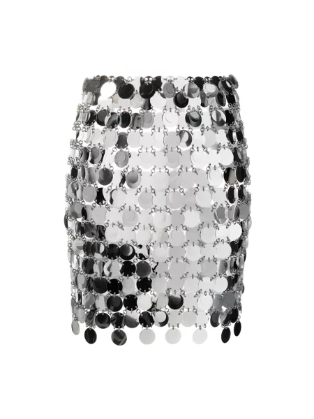 Mała mały spódnica mini Paco Rabanne z cekinami szara