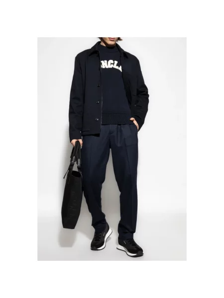 Spodnie Moncler z kaszmiru niebieskie