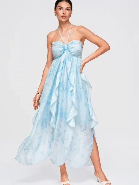 Rochie maxi Ombre alb