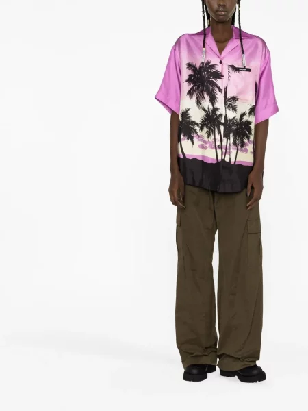 Cămașă Palm Angels cu imagine violet