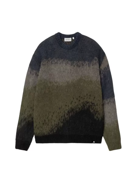Sweter z dzianiny z okrągłym dekoltem model ‘TINLEY’ Carhartt Work In Progress oliwkowy