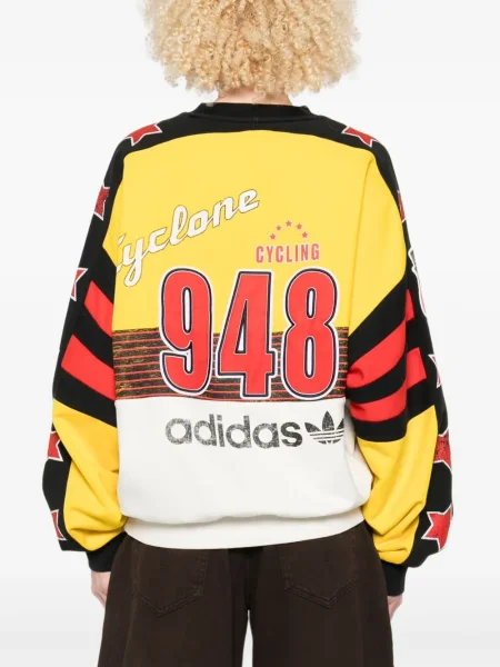 Tricou Adidas cu dungi cu imagine alb