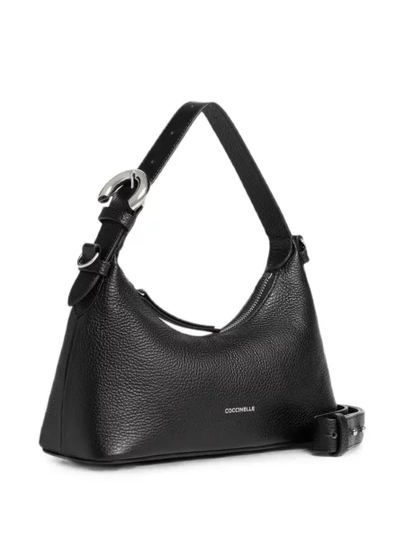 Кожена шопинг чанта Coccinelle с катарама черно