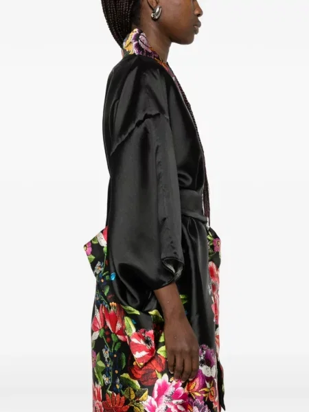 Palton Dolci Follie de mătase cu model floral negru
