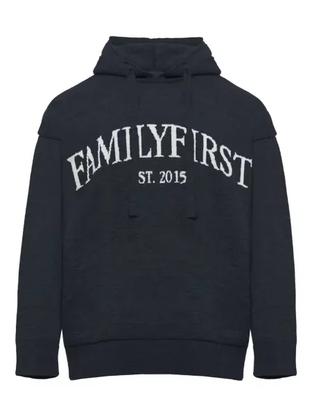Mikina s kapucí Family First s výšivkou modrá
