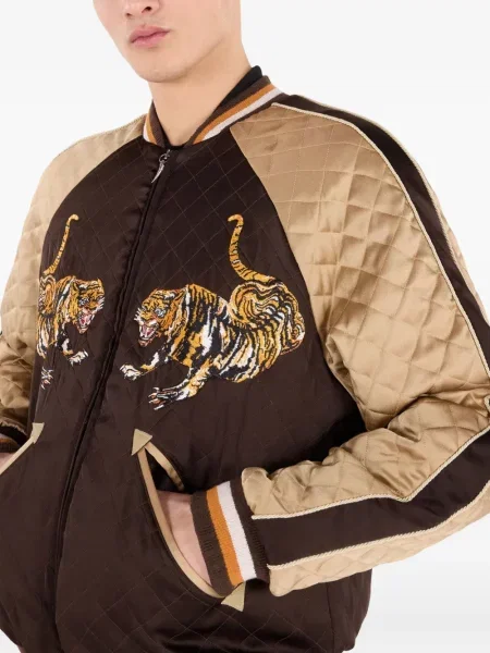 Geacă bomber Roberto Cavalli cu dungi de tigru maro