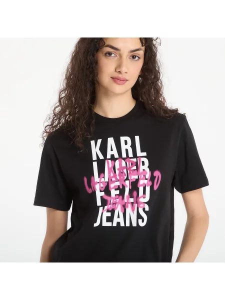T-shirt Karl Lagerfeld Jeans Reg Graffiti Logo Tee Black S μαύρο