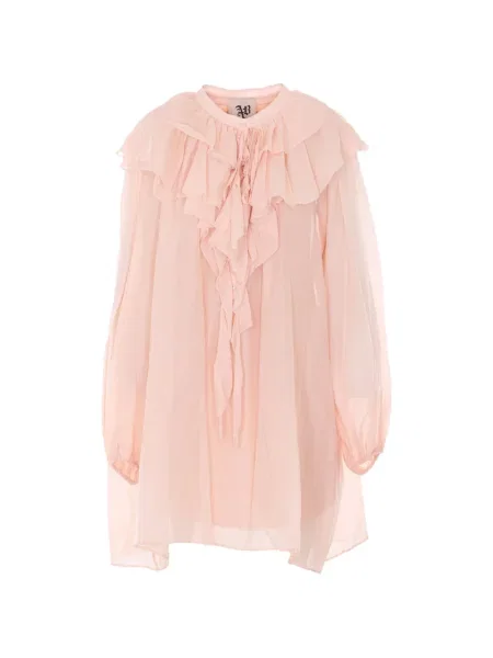 Sukienka mini Aniye By z falbankami wiązana różowa