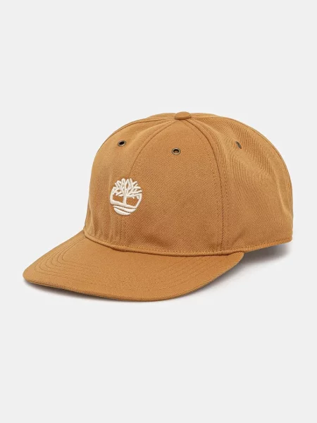 Шапка с козирка Timberland с изчистен дизайн бежово