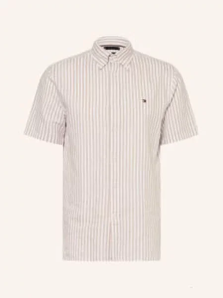 Tommy Hilfiger Koszula Z Krótkim Rękawem Regular Fit Z Lnem gelb biała