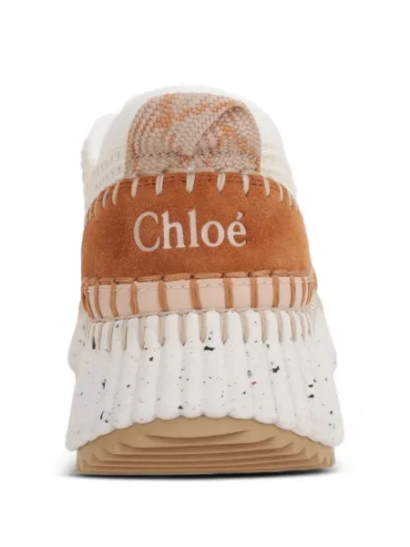 Nėriniuotos sportbačiai Chloé Nama su raišteliais ruda