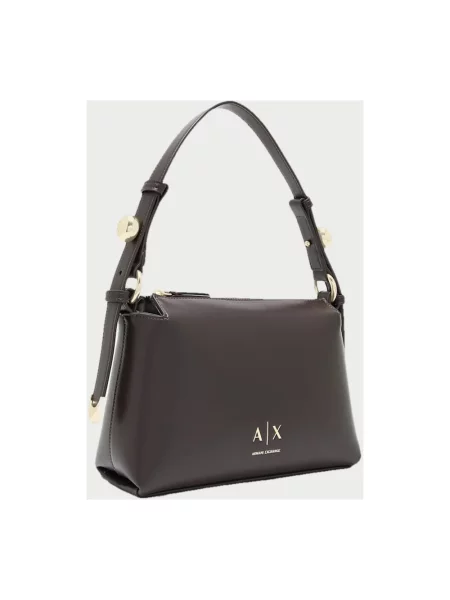 Torebka Armani Exchange skórzana z logo brązowa