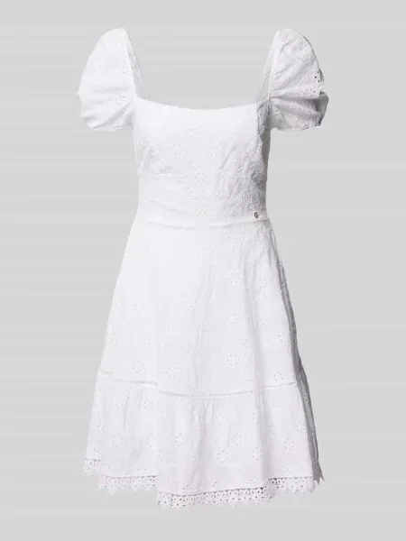 Sukienka mini Guess koronkowa garniturowa biała