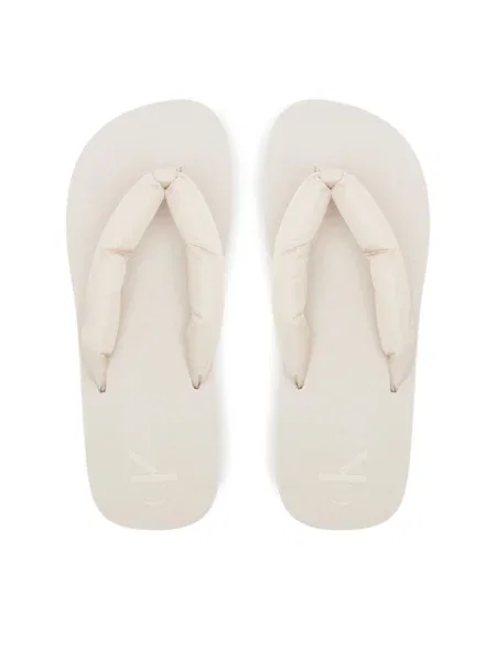 Джапанки Calvin Klein Jeans BEACH SANDAL FLATFORM TTXR SATIN с платформа бежово