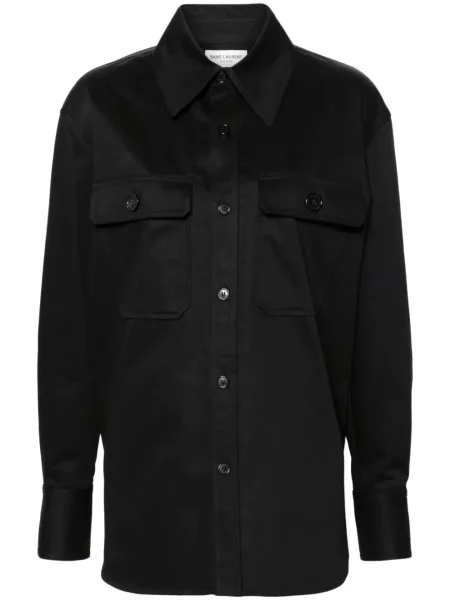 Cămașă Saint Laurent din țesătură twill negru