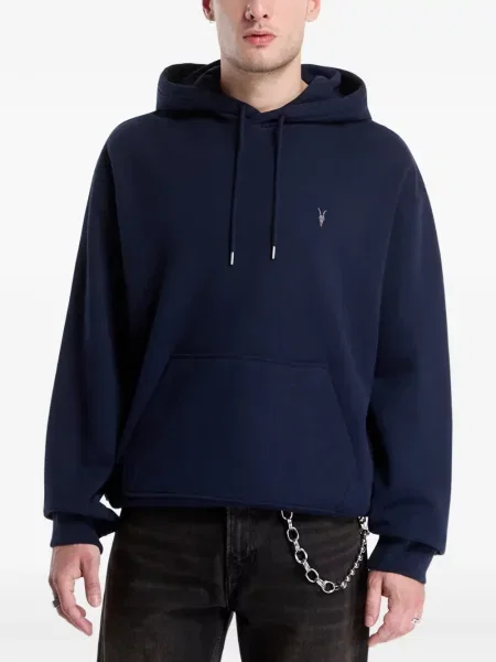 Hanorac cu glugă Allsaints cu broderie cu cordon albastru