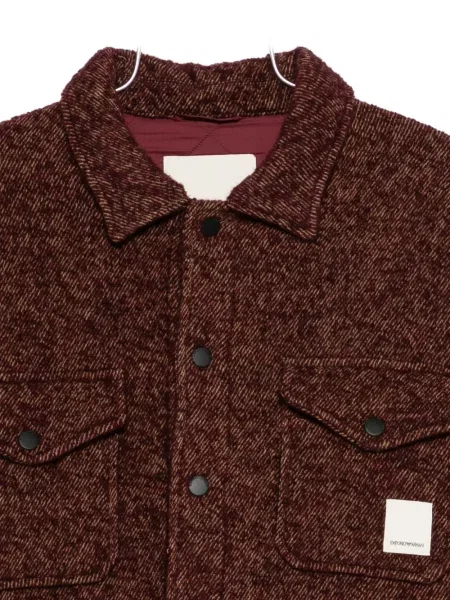 Vlněná košile Emporio Armani hnědá