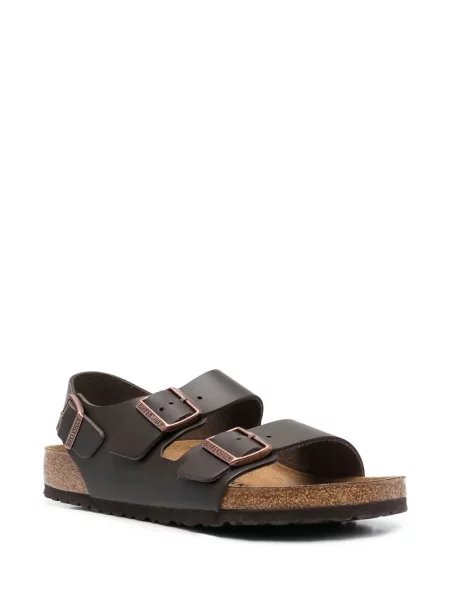 Sandale Birkenstock din piele cu cataramă maro
