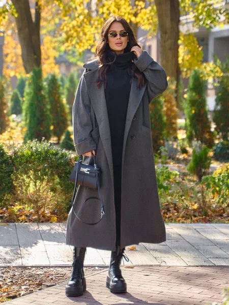 Вовняне Пальто ISSA Plus сірий