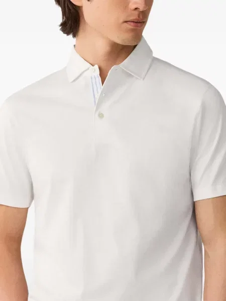Tricou polo Hackett London din jerseu alb