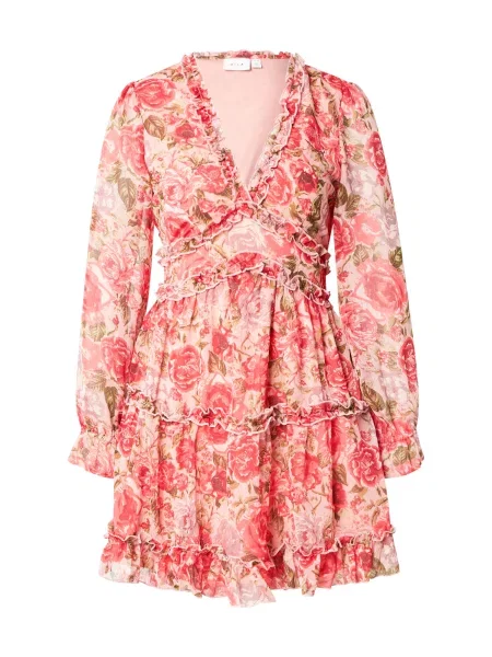 VILA Rochie VIEMSA oliv / roșu intens / roșu deschis alb