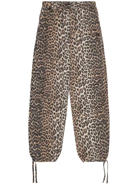 Pantaloni Ganni cu imagine cu model leopard negru