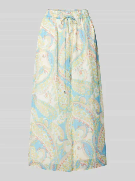 Spodnie materiałowe z szerokimi nogawkami i wzorem paisley S.oliver Black Label żółte