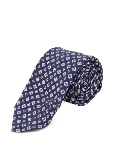 Cravată Kiton cu imagine cu imprimeu geometric albastru