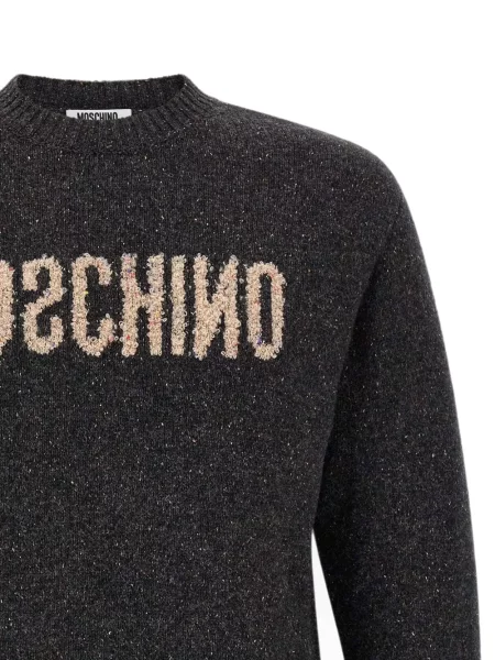 Bouclé pulover Moschino cu broderie gri